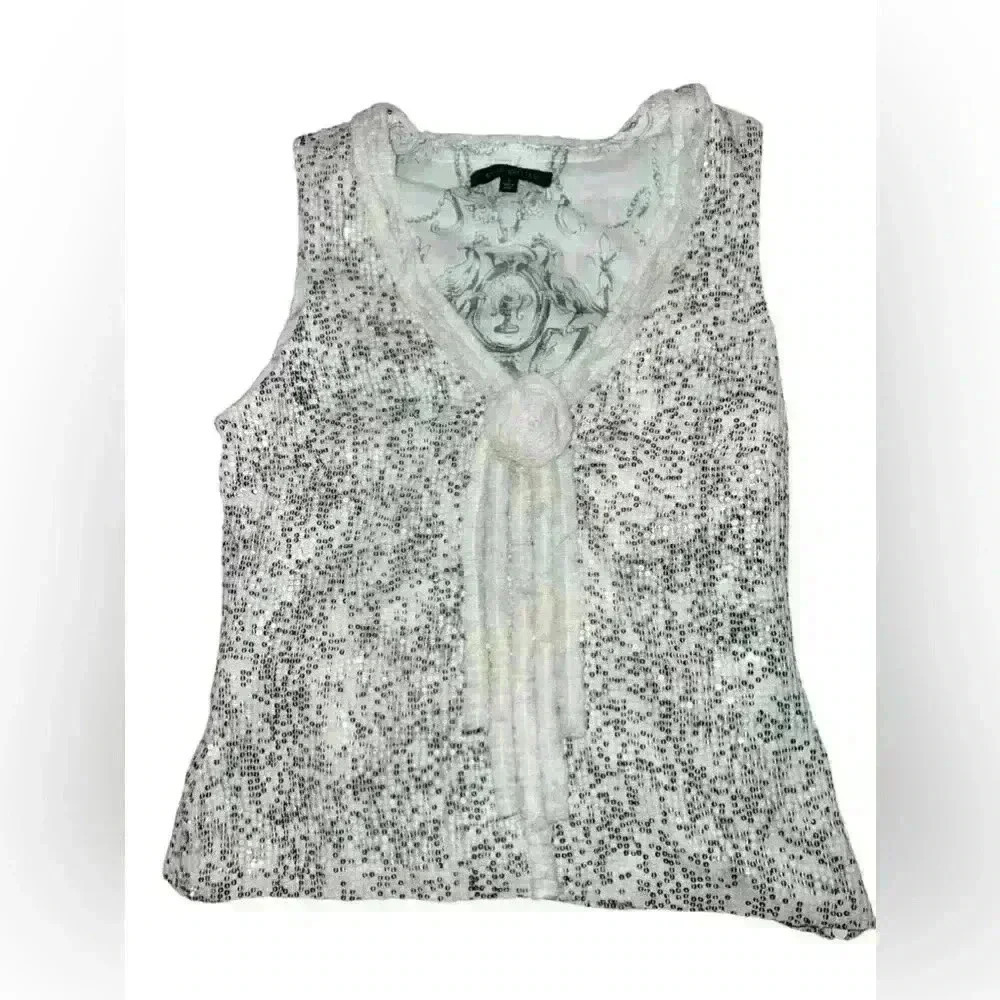 David Meister Silk V-Neck Top Sz 4 Sleeveless Boho Festival Bohemian Summer